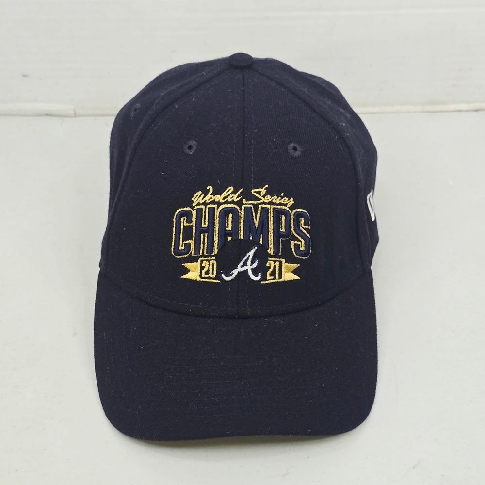 New Era Mens 9FORTY Atlanta Braves Hat OSFM Navy 2021 World Series Champs Cap